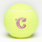 Letter C monogram meisjes gepersonaliseerde doodle Tennisballen (Achterkant)