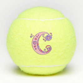Letter C monogram meisjes gepersonaliseerde doodle Tennisballen