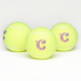 Letter C monogram meisjes gepersonaliseerde doodle Tennisballen