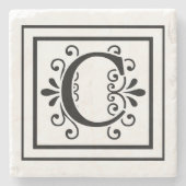 Letter C Monogram Stone Onderzetters (Voorkant)