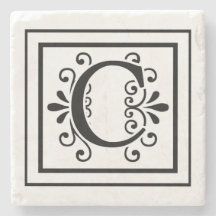 Letter C Monogram Stone Onderzetters
