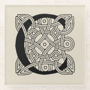 Letter C Monogram Vintage Keltische Knoopprint Glazen Onderzetter
