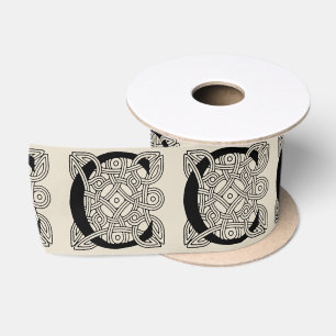 Letter C Monogram Vintage Keltische Knoopprint Satijnen Lint