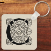 Letter C Monogram Vintage Keltische Knoopprint Sleutelhanger (Achterkant)