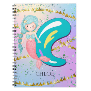 Letter C Monogram Waterverf Cute Mermaid Nursery Notitieboek