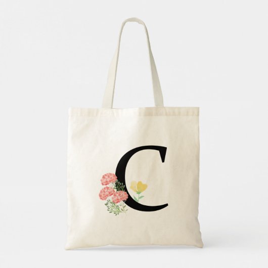 Letter C Monogram Waterverf Floral Spray Chic Tote Bag (Achterkant)