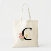 Letter C Monogram Waterverf Floral Spray Chic Tote Bag (Voorkant)