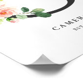 Letter C Monogram Waterverf Perzikflessen urserij Poster (Hoek)