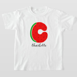 Letter C naam T-shirt, aangepaste naam Watermelon T-shirt