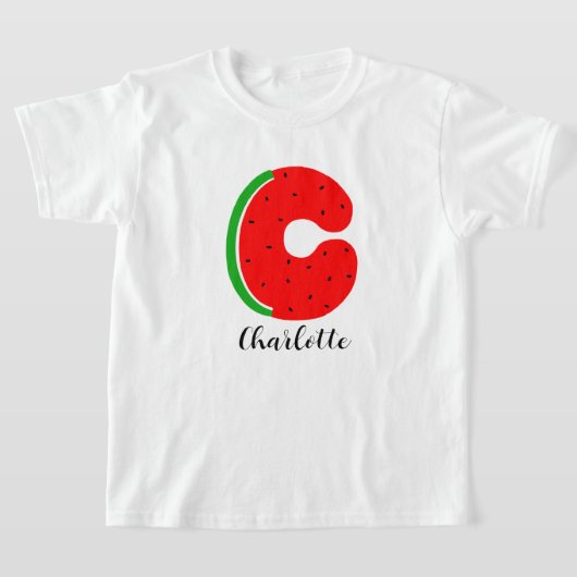 Letter C naam T-shirt, aangepaste naam Watermelon T-shirt (Laagn)
