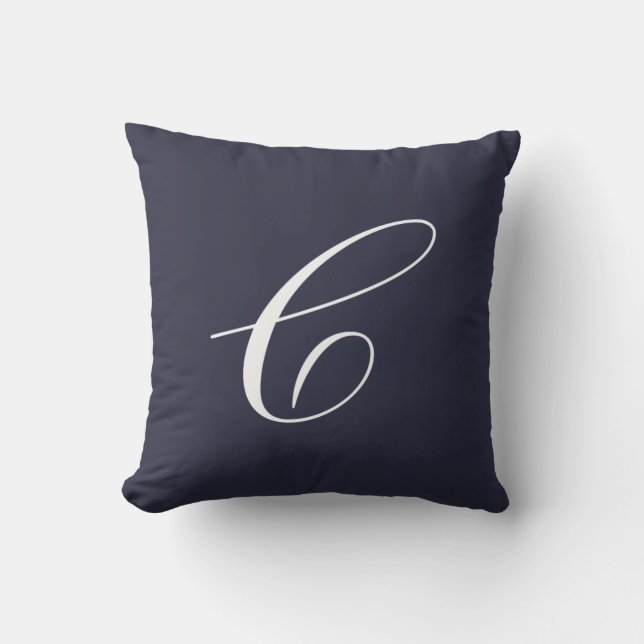 Letter C Navy Blue Monogram Pillow Kussen (Voorkant)