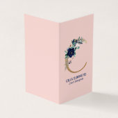 Letter C Navy-Blue & roze jachthaven bloei bloemen Visitekaartje (Buitenkant)