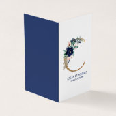 Letter C Navy-Blue & roze jachthaven bloei bloemen Visitekaartje (Buitenkant)
