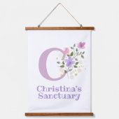 Letter C plus voornaam met een Floral Design Hangend Wandkleed (Voorkant)