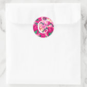Letter C Roze Waterverf Bloemencirkel Monogram Ronde Sticker (Tas)