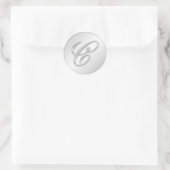 Letter C script initiaal faux zilver monogram guns Ronde Sticker (Tas)