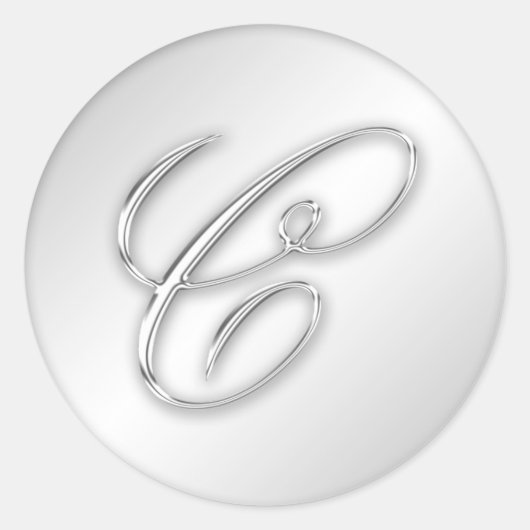 Letter C script initiaal faux zilver monogram guns Ronde Sticker (Voorkant)
