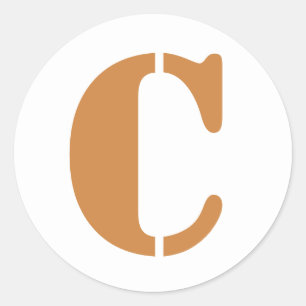 Letter C Stencil Alphabet van Janz Peru Gold White Ronde Sticker