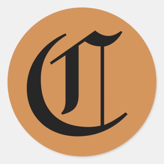 Letter C Trouwalfabet van Janz Peru Gold Ronde Sticker (Voorkant)