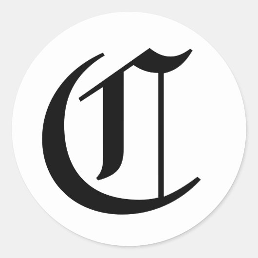 Letter C Trouwalfabet van Janz White Ronde Sticker (Voorkant)