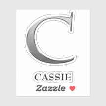 Letter C Two-Tone Silver Grey en Name Sticker