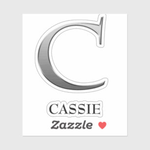 Letter C Two-Tone Silver Grey en Name Sticker
