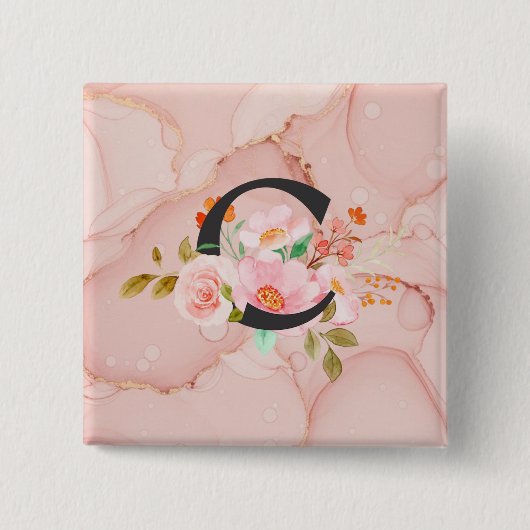 Letter C Vierkante Button 5,1 Cm (Voorkant)