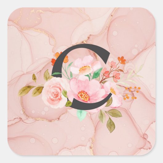 Letter C Vierkante Sticker (Voorkant)