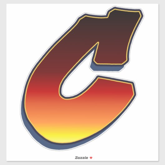Letter C - vlammen Sticker (Vel)