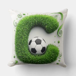 ⚽ Letter C Voetbal Gras Topiary Sport Decoratie Kussen