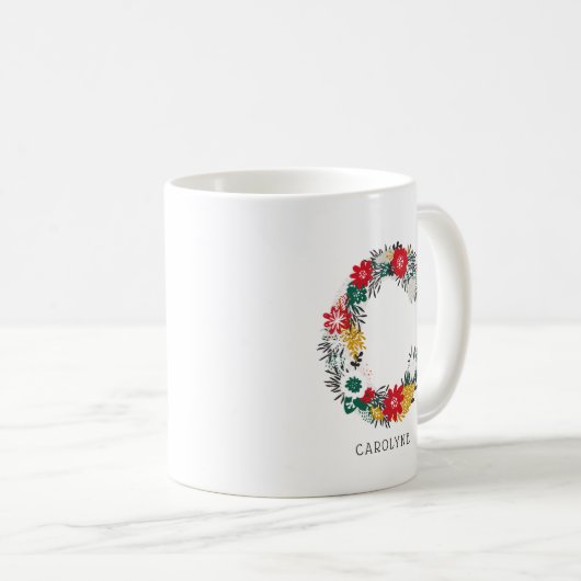letter C | Whimsical Floral Letter Monogram I Mok (Voorkant rechts)