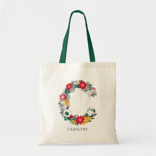 letter C   Whimsical Floral Letter Monogram I Tote Bag