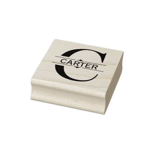 letter C | Zwart siersplit monogram Rubberstempel (Stempel)