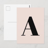 Letter Custom Alphabet | Modern minimalistisch roz Briefkaart (Voorkant / Achterkant)
