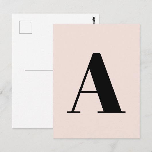 Letter Custom Alphabet | Modern minimalistisch roz Briefkaart (Voorkant / Achterkant)