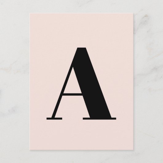 Letter Custom Alphabet | Modern minimalistisch roz Briefkaart (Voorkant)