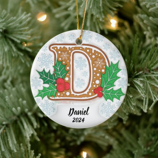 Letter D Aangepaste kerst Keramisch Ornament (Boom)