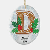 Letter D Aangepaste kerst Keramisch Ornament (Rechts)