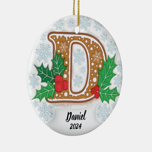 Letter D Aangepaste kerst Keramisch Ornament (Rechts)
