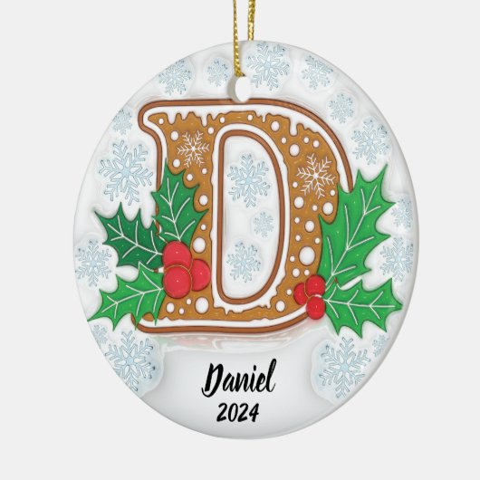 Letter D Aangepaste kerst Keramisch Ornament (Links)