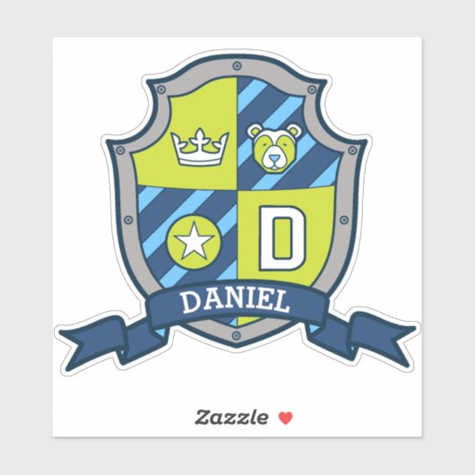 Letter D aangepaste naam Daniel ridders crest Sticker (Vel)
