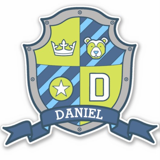 Letter D aangepaste naam Daniel ridders crest Sticker (Voorkant)