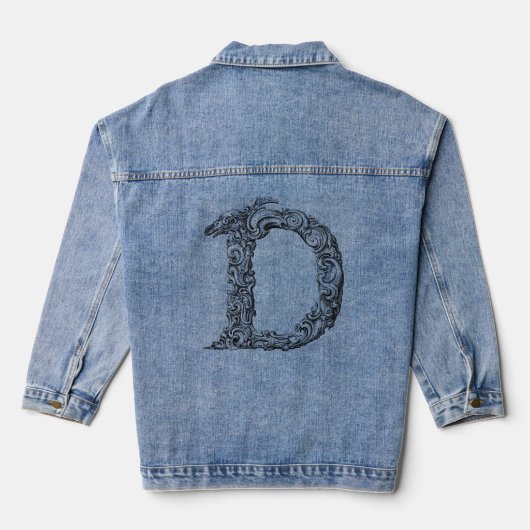 Letter D alfabet typografie Denim Jacket (Achterkant)