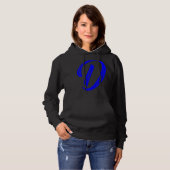 Letter D Alphabet Large Blue Graphic Initial Hoodie (Voorkant volledig)