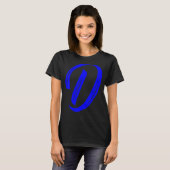 Letter D Alphabet Large Blue Graphic Initial T-shirt (Voorkant volledig)