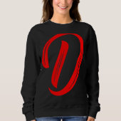 Letter D Alphabet Large Red Graphic Initial Trui (Voorkant)