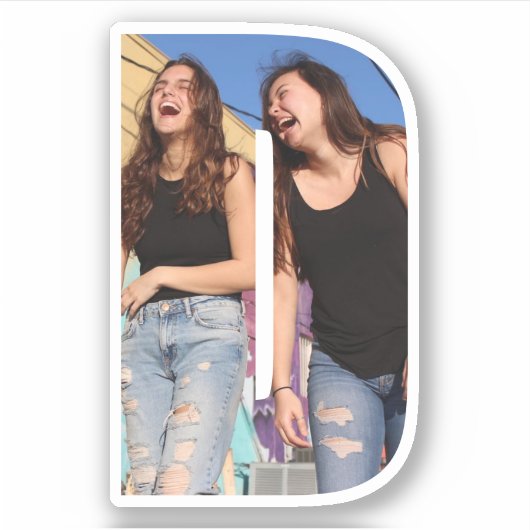 Letter D Alphabet & Photo Custom-Cut Vinyl Sticker (Voorkant)