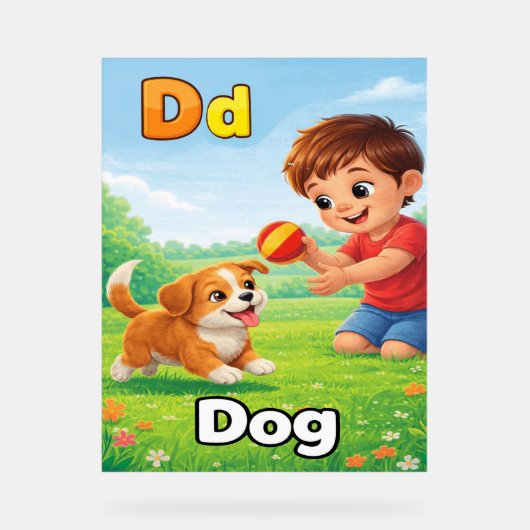 Letter D Alphabet Poster – D is for Dog (Voorkant)