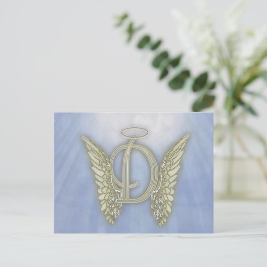Letter D Angel Monogram Briefkaart (Staand voorkant)