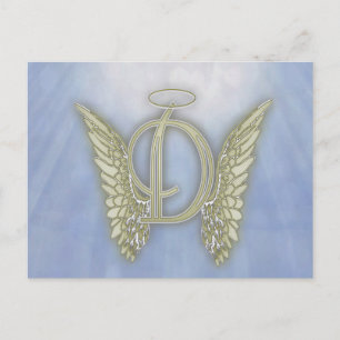 Letter D Angel Monogram Briefkaart